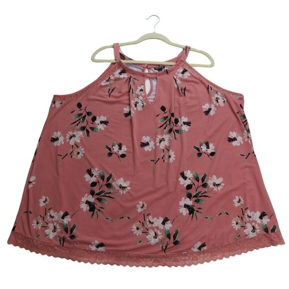 TORRID Women's Peach Floral Studio Knit High Neck Keyhole Top 4/4x Sleeveless - Picture 1 of 9